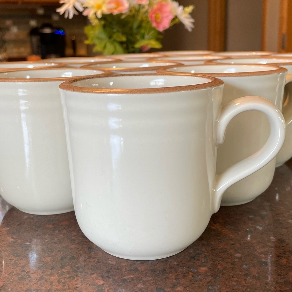 VINTAGE Noritake Stoneware Coffee Cups/Mugs Madera Ivory *Like New Condition 👀